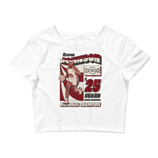 Raven Johnson "National Champion" Crop Tee White