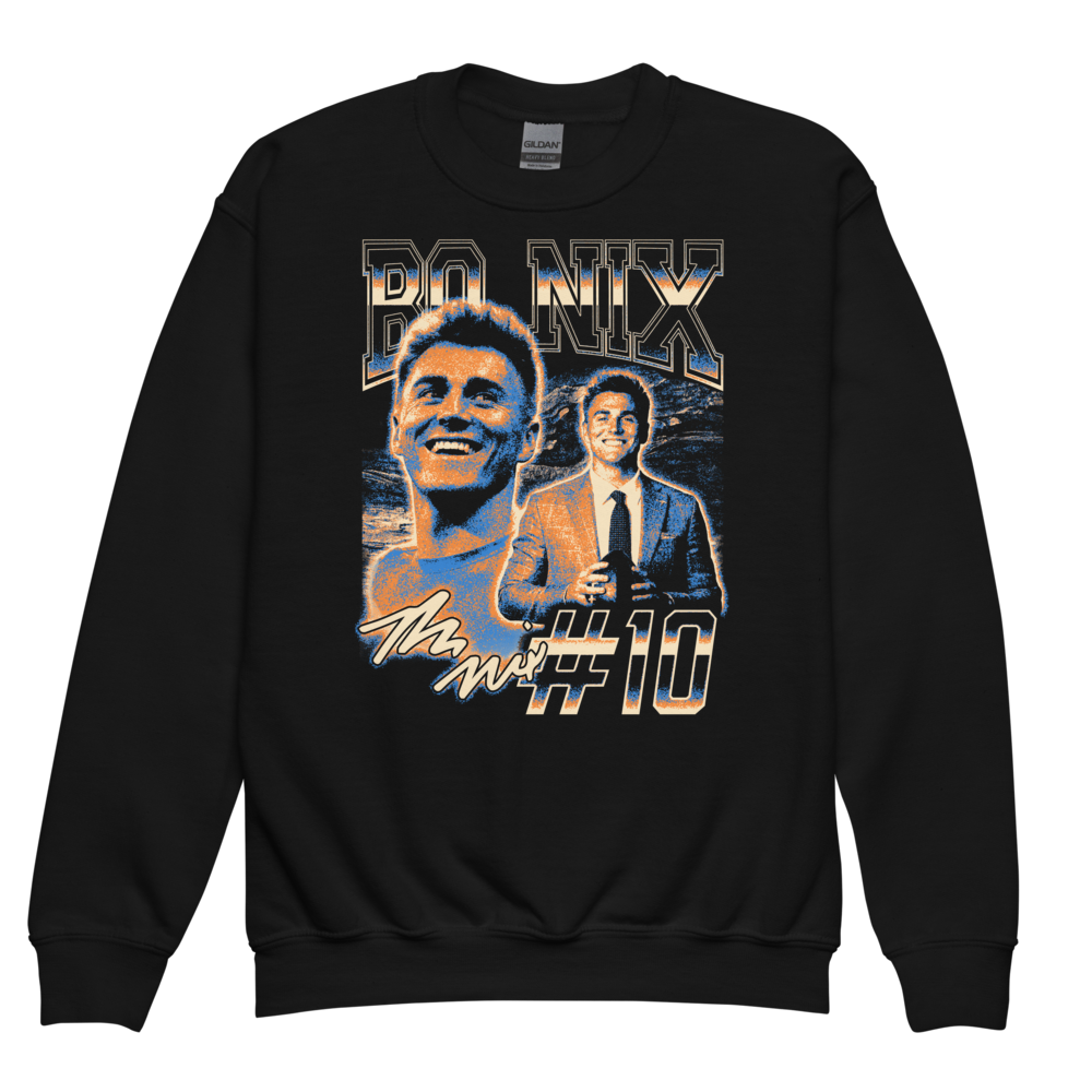 Bo Nix Vintage Youth Crewneck Black