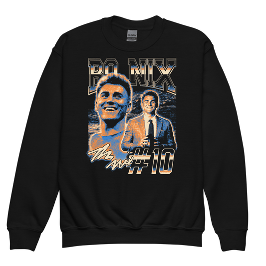 Bo Nix Vintage Youth Crewneck Black