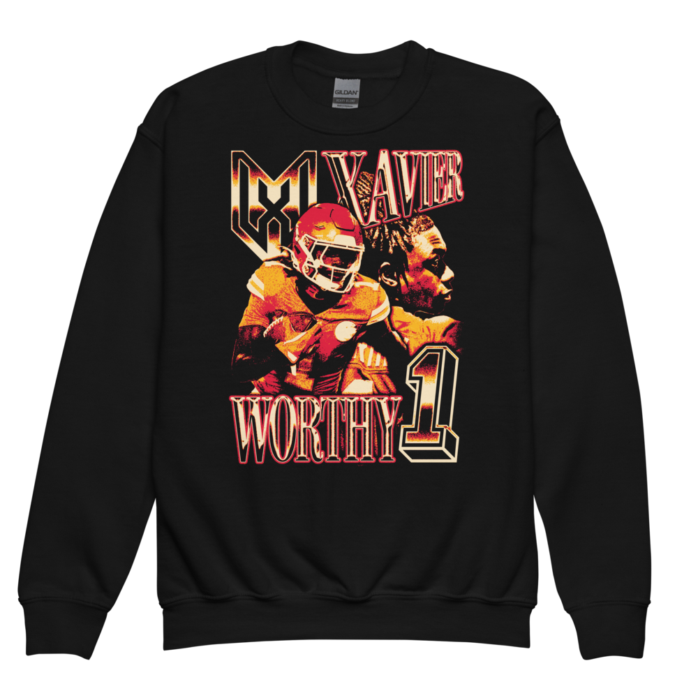 Xavier Worthy Vintage Youth Sweatshirt Black