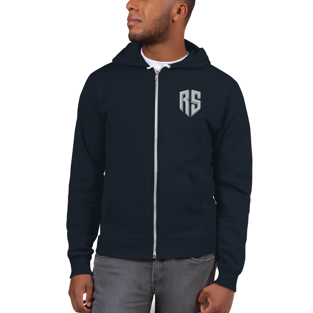 Rigo Sanchez Embroidered Zip Up Hoodie Navy
